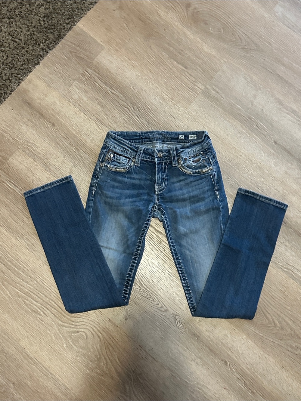 Miss Me Distressed Dark Blue Skinny Jeans